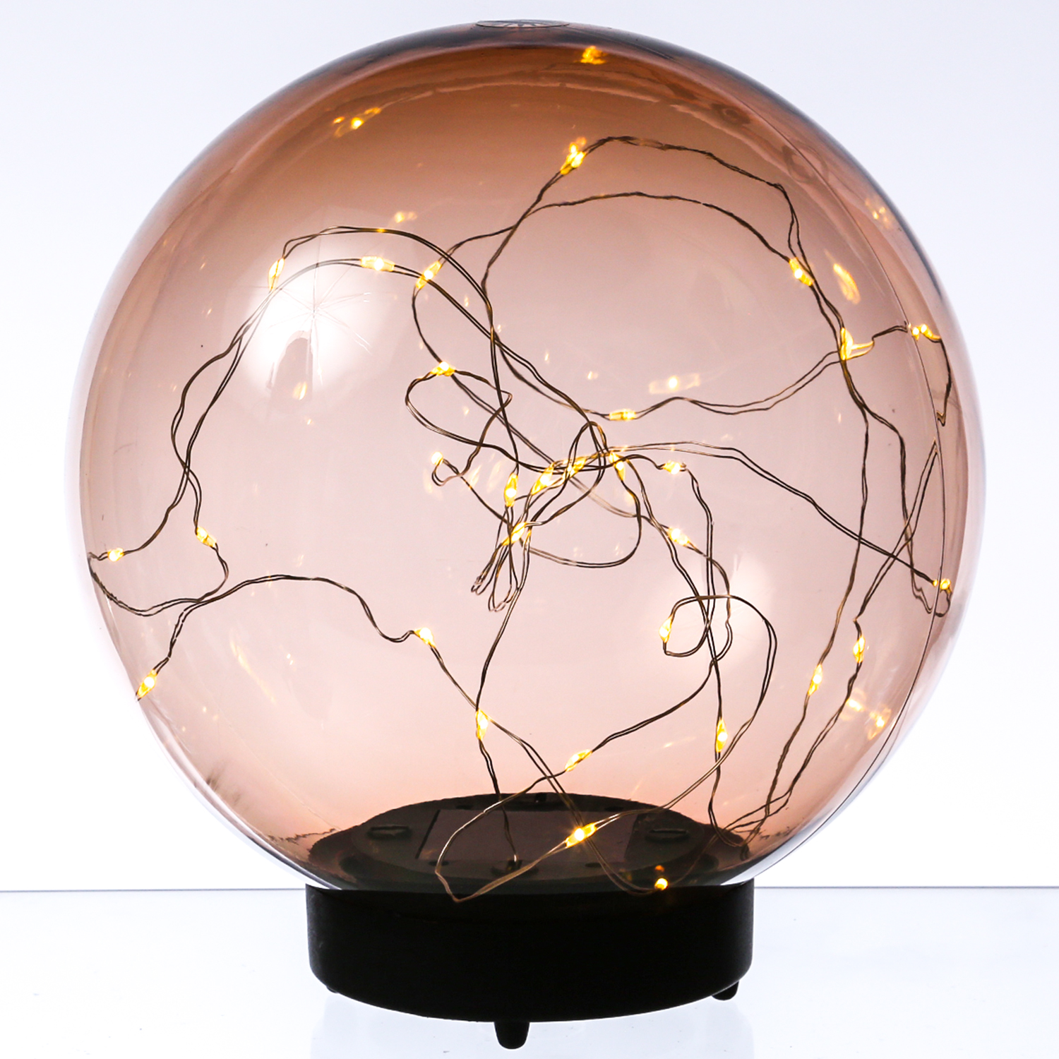 LED Solar Kugellampe - 2in1 - Kunststoff - warmweiße LED Drahtlichterkette - D: 30cm - bernstein
