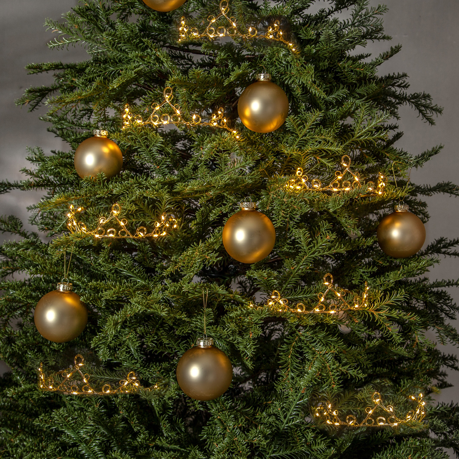 LED Krone DIADEM - 20 warmweiße LED - L: 18cm - Timer - Batteriebetrieb - gold