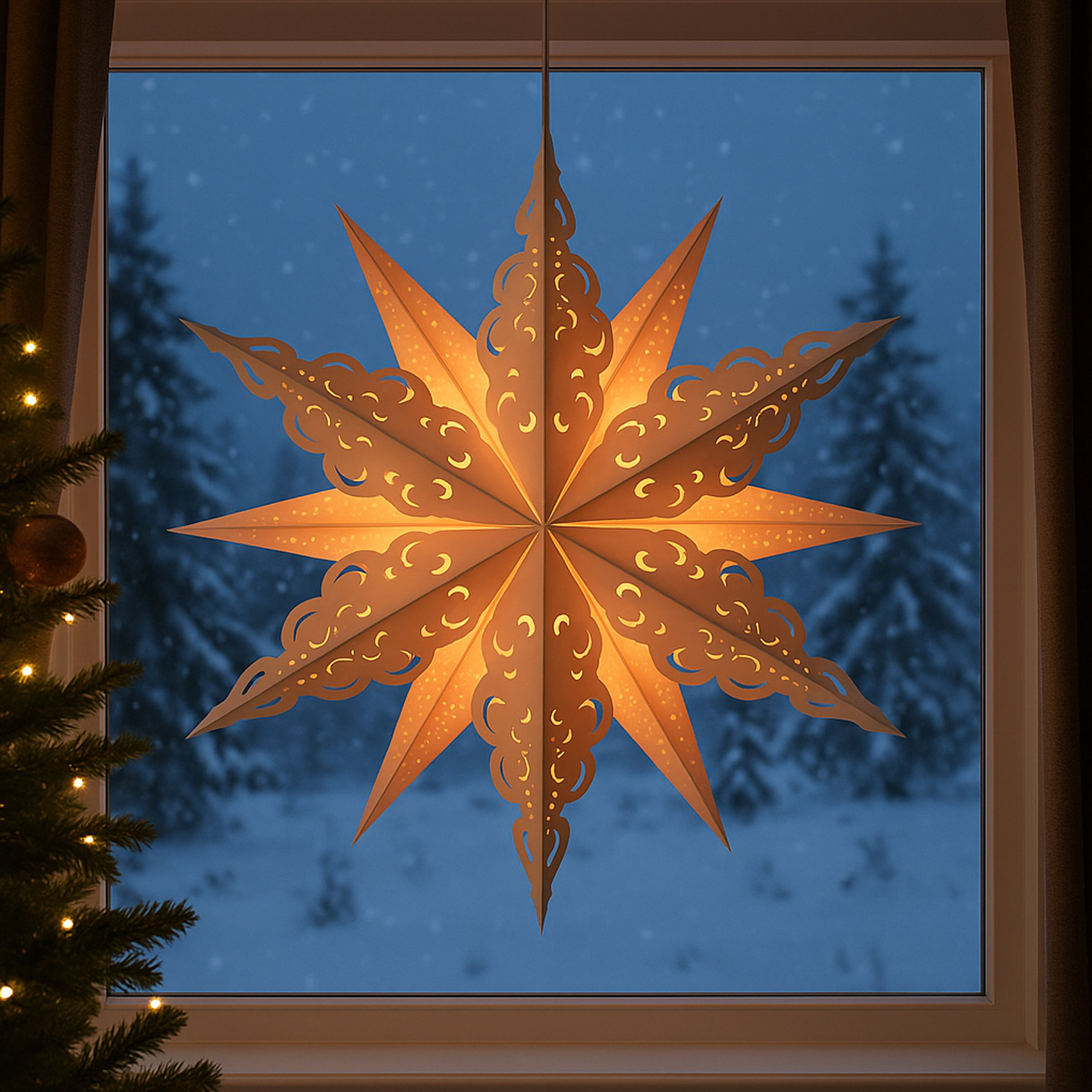 Papierstern CRYSTAL - hängend - D 62cm - inkl. E14 Fassung und Kabel - weiß