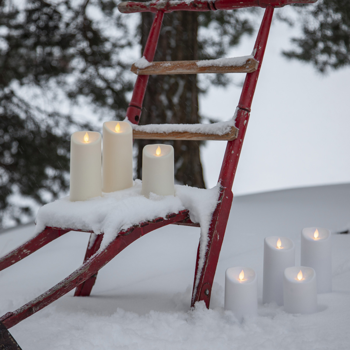 LED Stumpenkerze "M-Twinkle" - bewegte Flamme - H: 12,5cm - Batteriebetrieb - Timer - outdoor