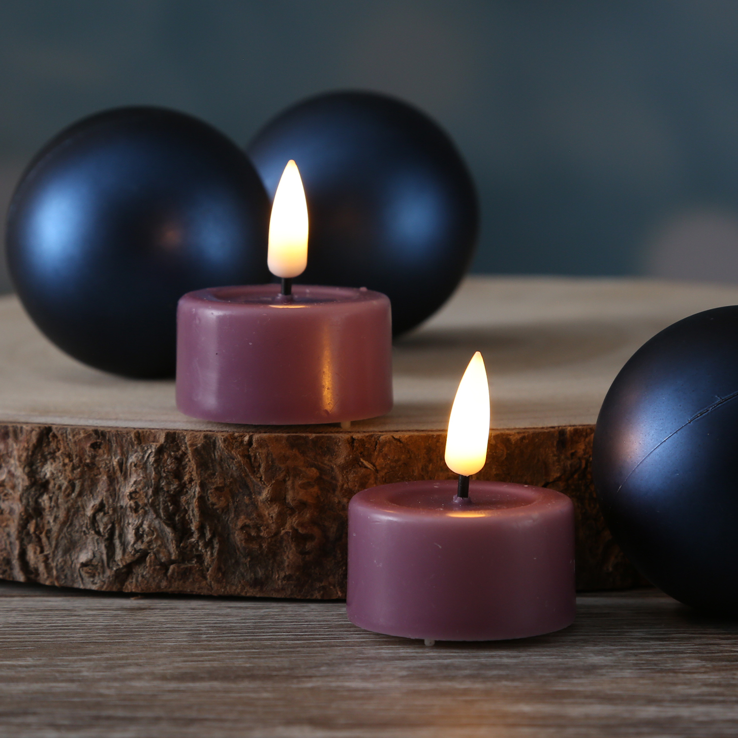 LED Teelichter MIA - realistische 3D Flamme - D: 4,1cm - inkl. Batterien - flieder - 2 Stück
