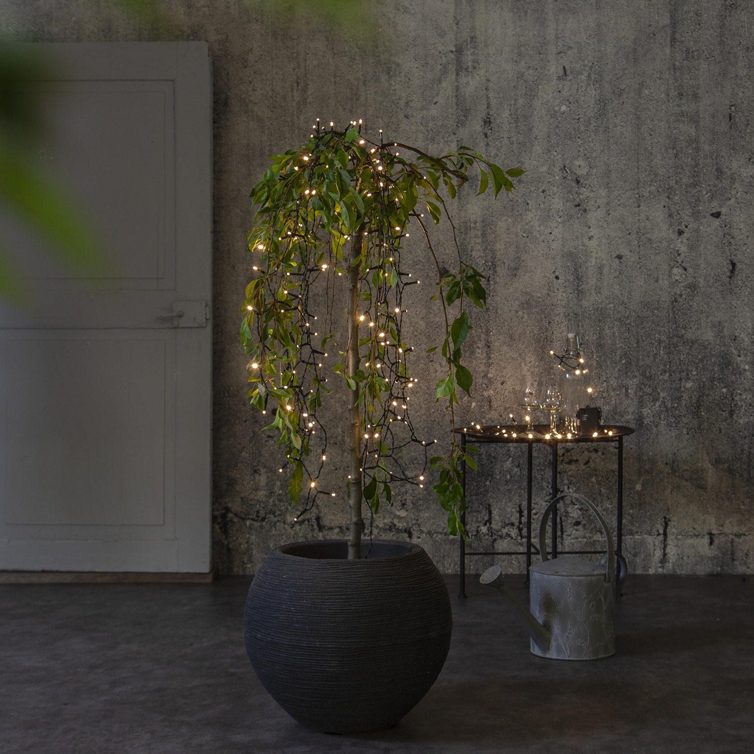 LED Lichterkette - AKKU - 40 warmweiße LED -  L: 2,8m -  Batterie - Timer - outdoor - schwarz