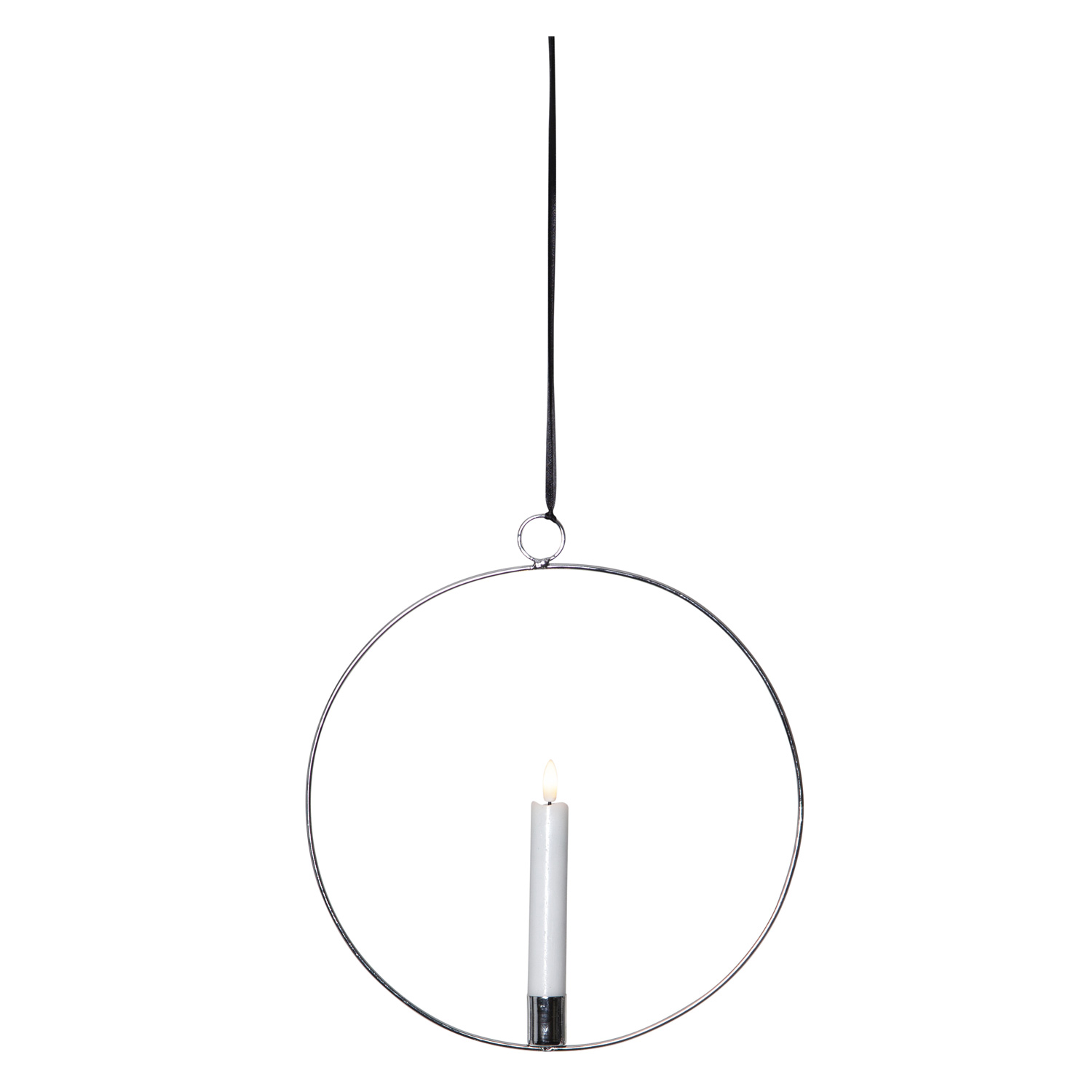 Dekoring mit LED Kerze Flamme - mit Aufhänger - D: 28,5cm - Timer - Batterie - silber Dekoring mit LED Kerze Flamme - mit Aufhänger - D: 28,5cm - Timer - Batterie - silber