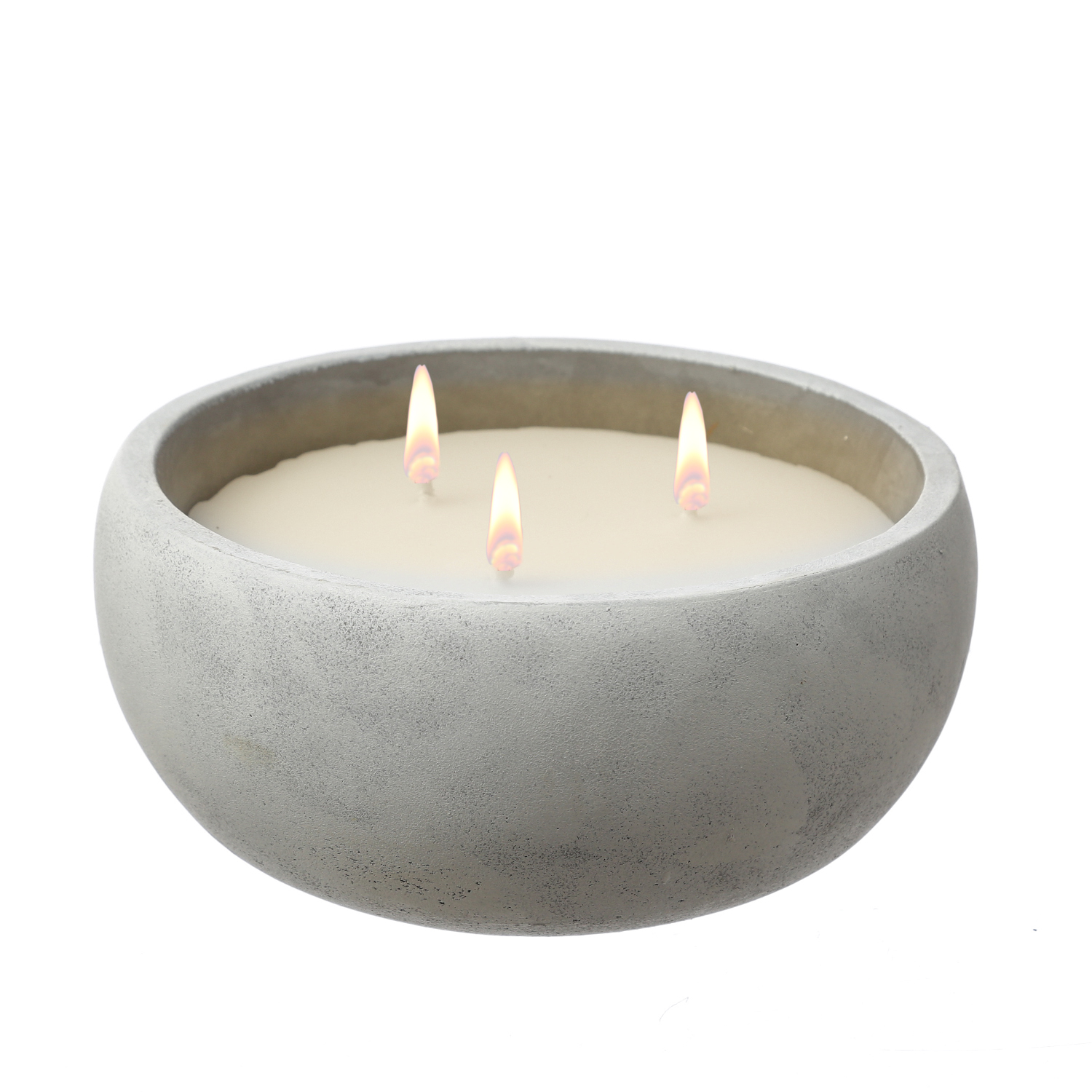Duftkerze CITRONELLA - Echtwachs Outdoorkerze in Betonschale mit Deckel - 3-Docht - D: 20cm - grau