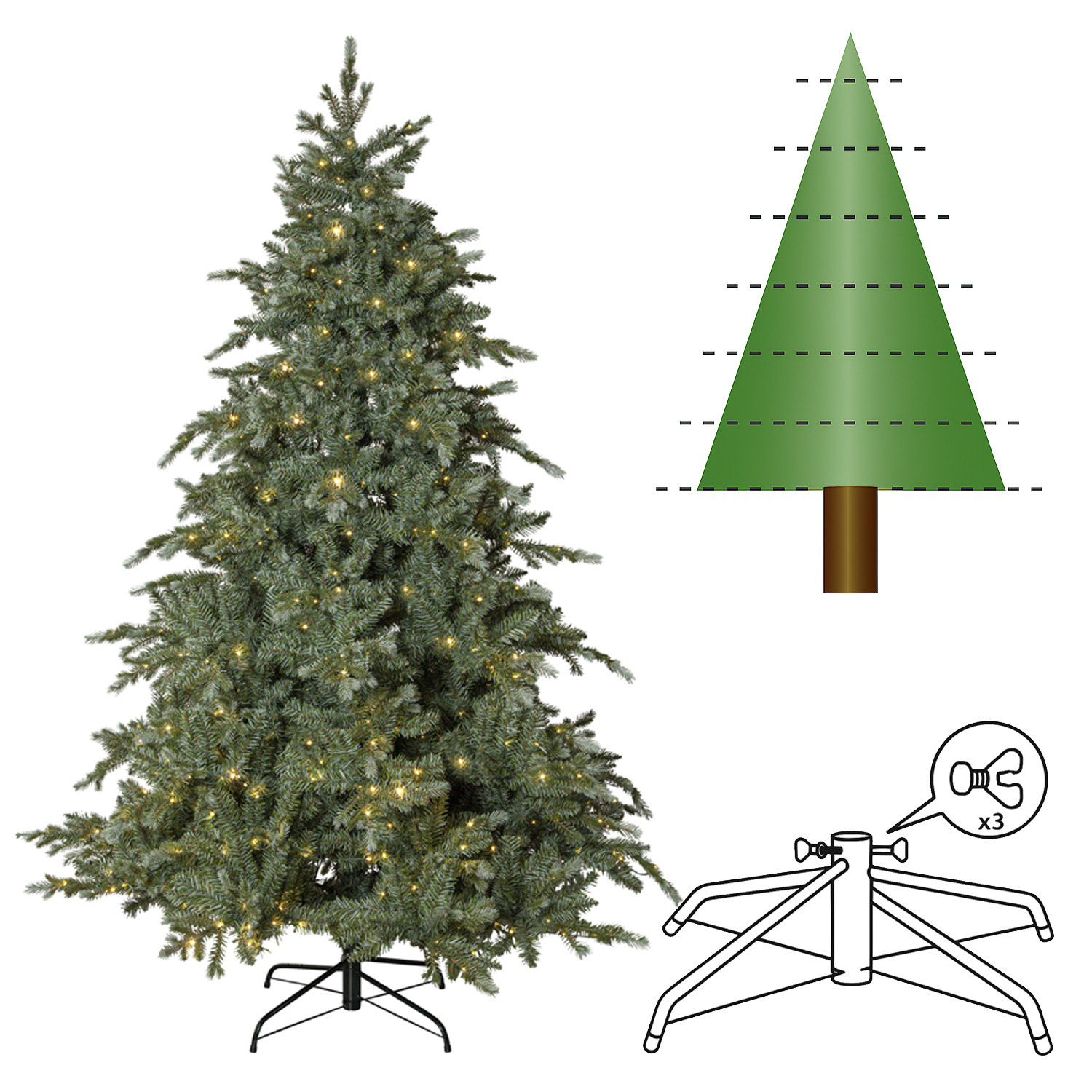 Weihnachtsbaum LARS beleuchtet mit 700 LED - 210cm - In/outdoor