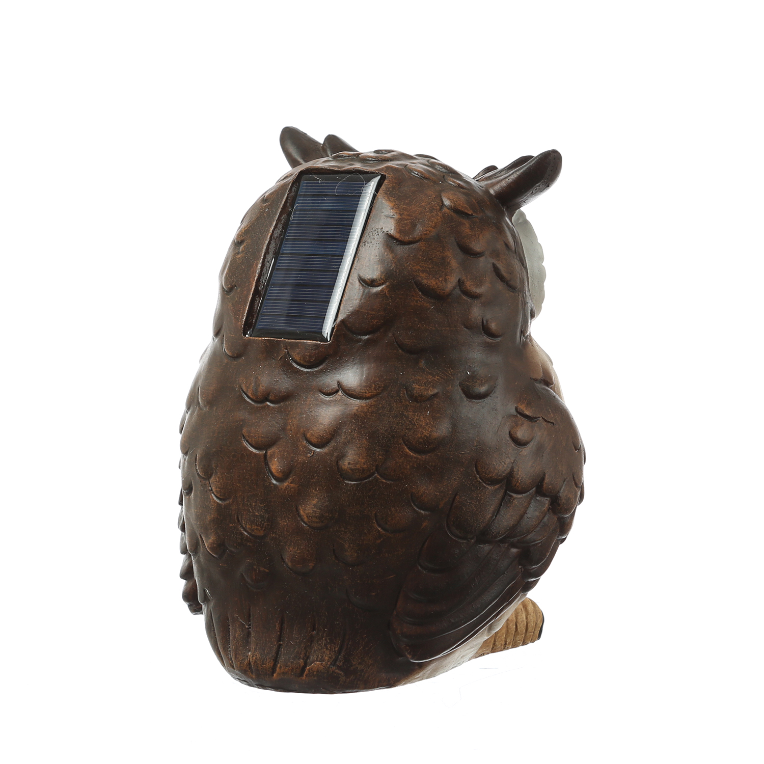 LED Solar Eule mit blizelnden und rollenden Augen - Gartenfigur - H: 23,5cm - Lichtsensor