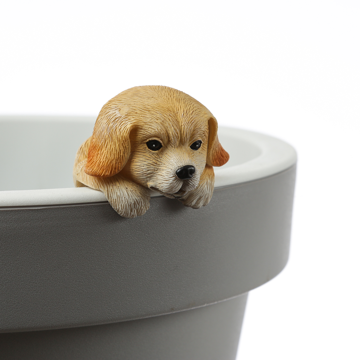 Blumentopfhänger Hund - niedliche Dekofigur als Topfhänger - Tierfigur - Polyresin - H: 11,5cm