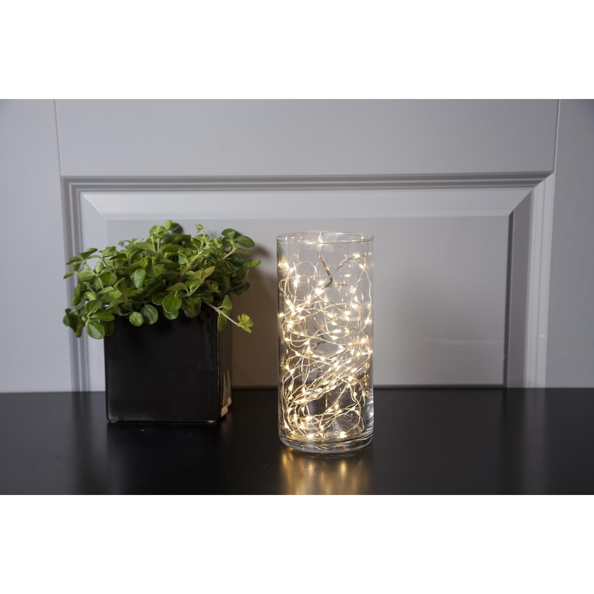 LED Drahtlichterkette "Dew Drop" - 100 weiße LED - silberner Draht - 5m - inkl. Trafo