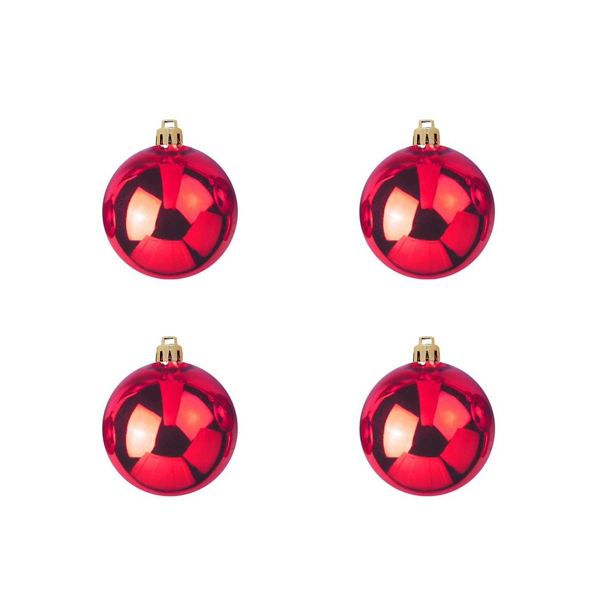Dekokugeln rot - Weihnachtskugeln - für Innen und Außen - 4er Set - rot
