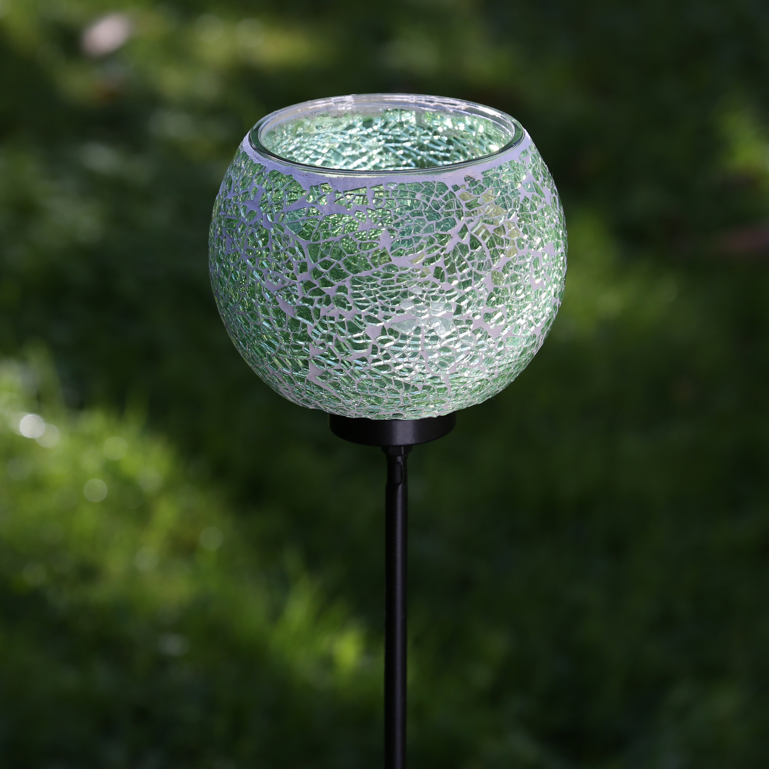 Windlicht Mosaik - Teelichthalter - mit Erdspieß - H: 102cm - D: 12,5cm - grün