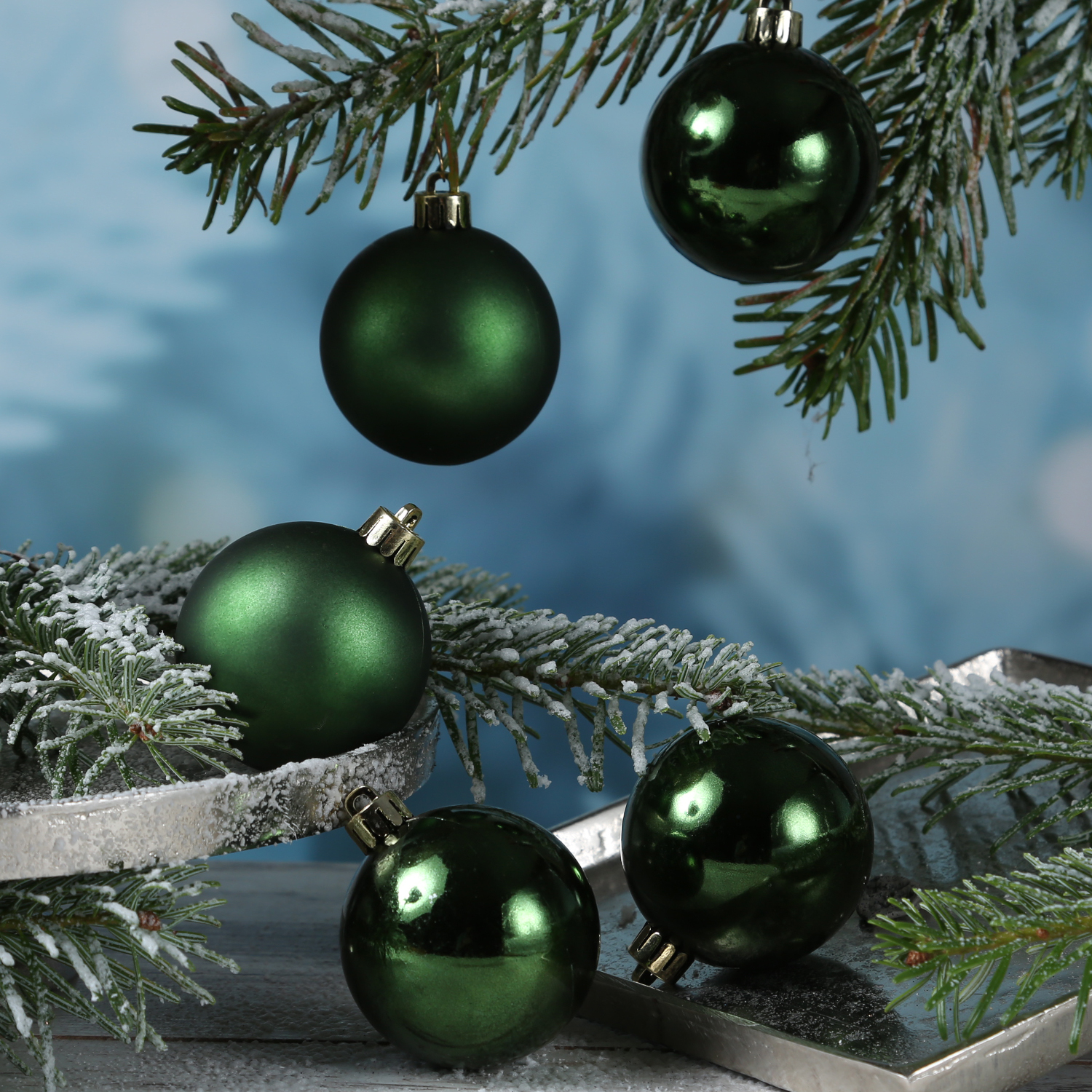 Christbaumkugel - Weihnachtsbaumkugel - bruchfest - D: 6cm - glänzend und matt - grün - 12er Set