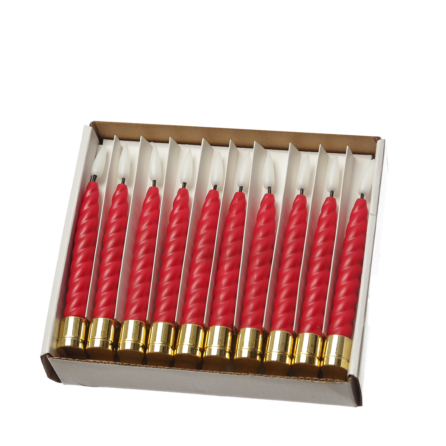 LED Baumkerzen TWIST mit Clip - kabellos - Fernbedienung -Timer - für Innen - rot - 10er Set