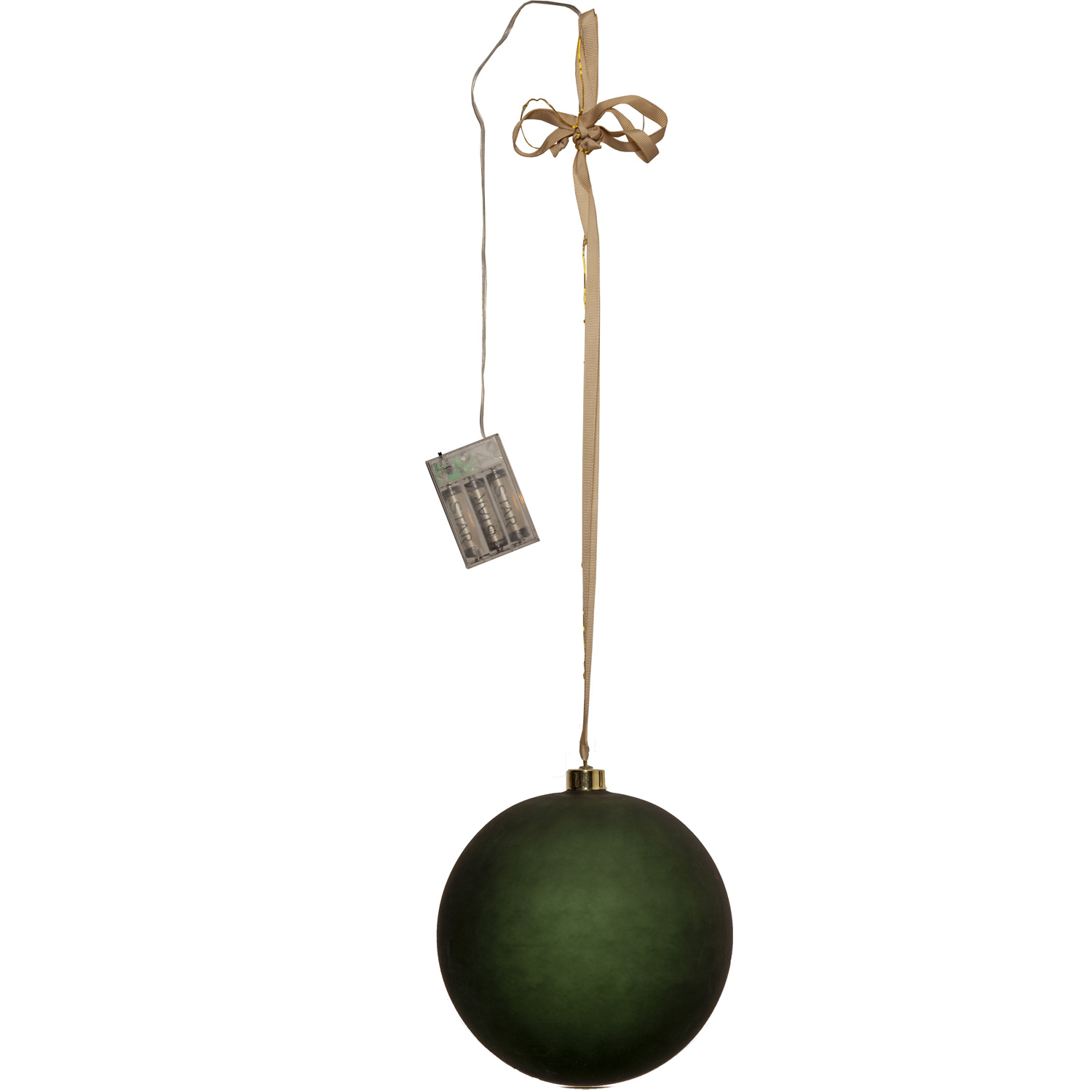 LED Christbaumkugel - Weihnachtskugel - Glas - 20 warmweiße LED - D: 20cm - Timer - Batterie - grün