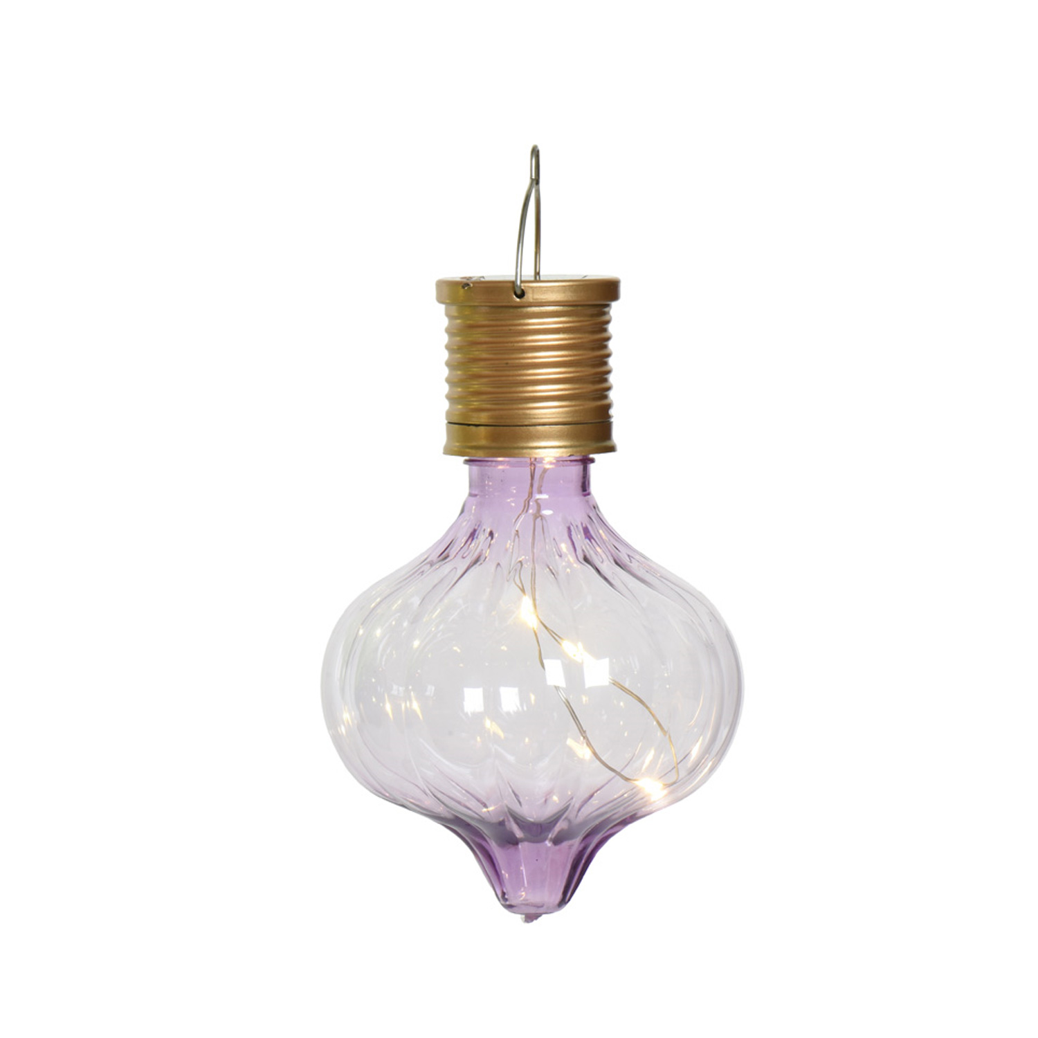 LED Solar Glühbirnen GLOW - Kugelleuchte - warmweiße LED Drahtlichterkette - H: 11,7cm - lila - 4St.