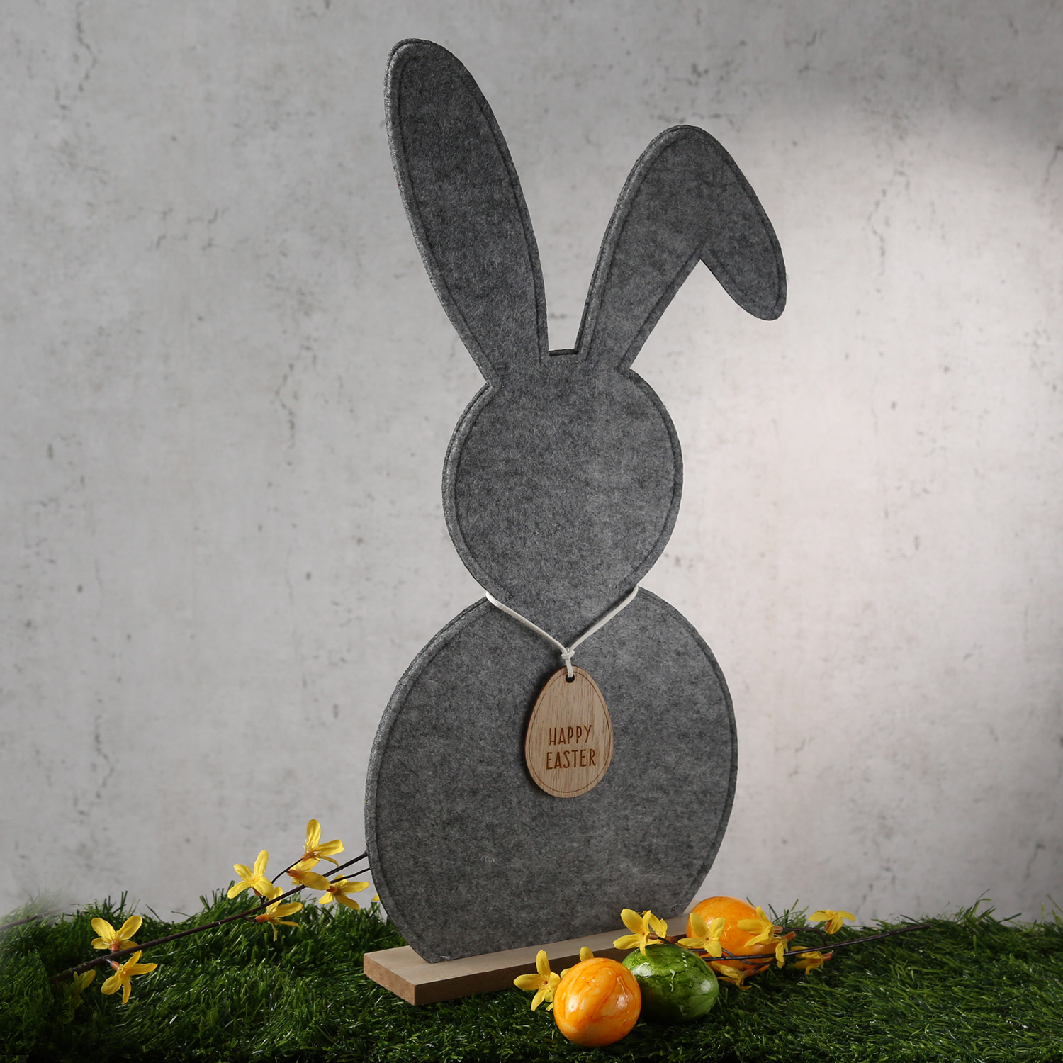 Hase - Osterhase Filz - stehend - Osterdeko - H: 60cm - Innen - grau