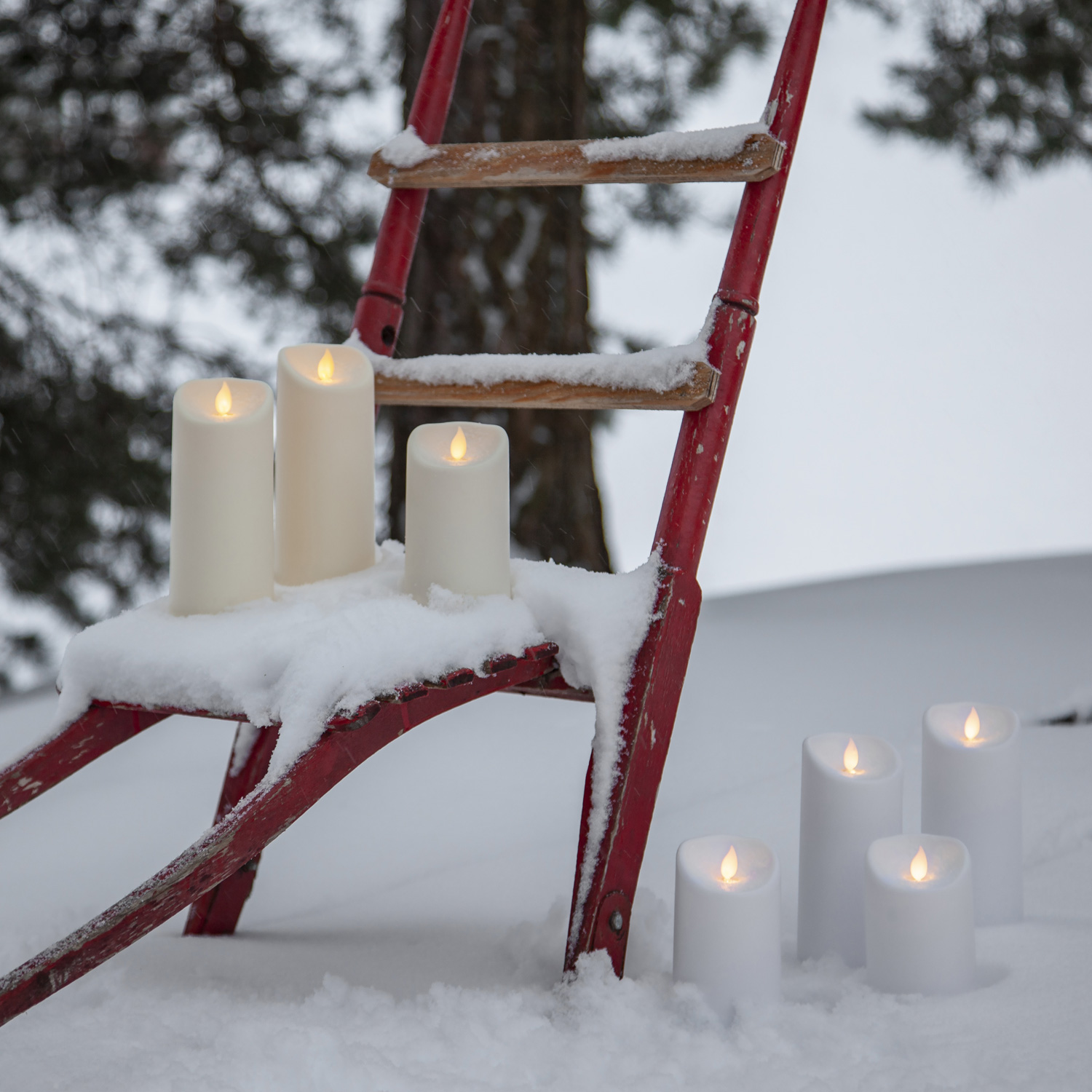 LED Stumpenkerze "M-Twinkle" - mechanisch bewegte Flamme - H: 17,5cm - Batteriebetrieb - Timer