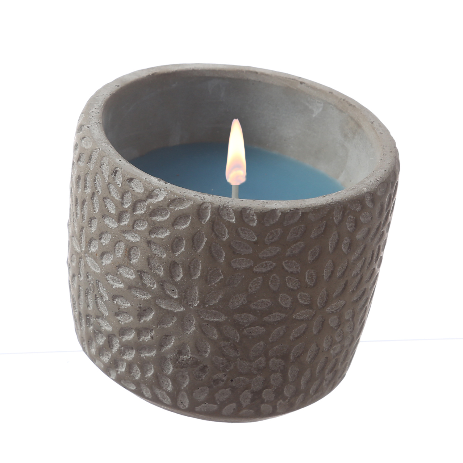 Duftkerze CITRONELLA - Echtwachs in Beton - H: 9,5cm - gegen Stechmücken - blau