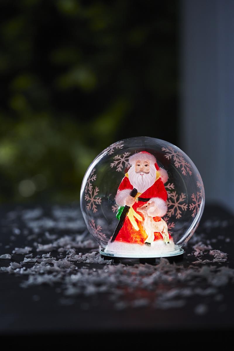 LED Deko Kugel "Bubble" Weihnachtsmann - RGB Farbwechsel - D: 12cm, H: 13,5cm - Batteriebetrieb
