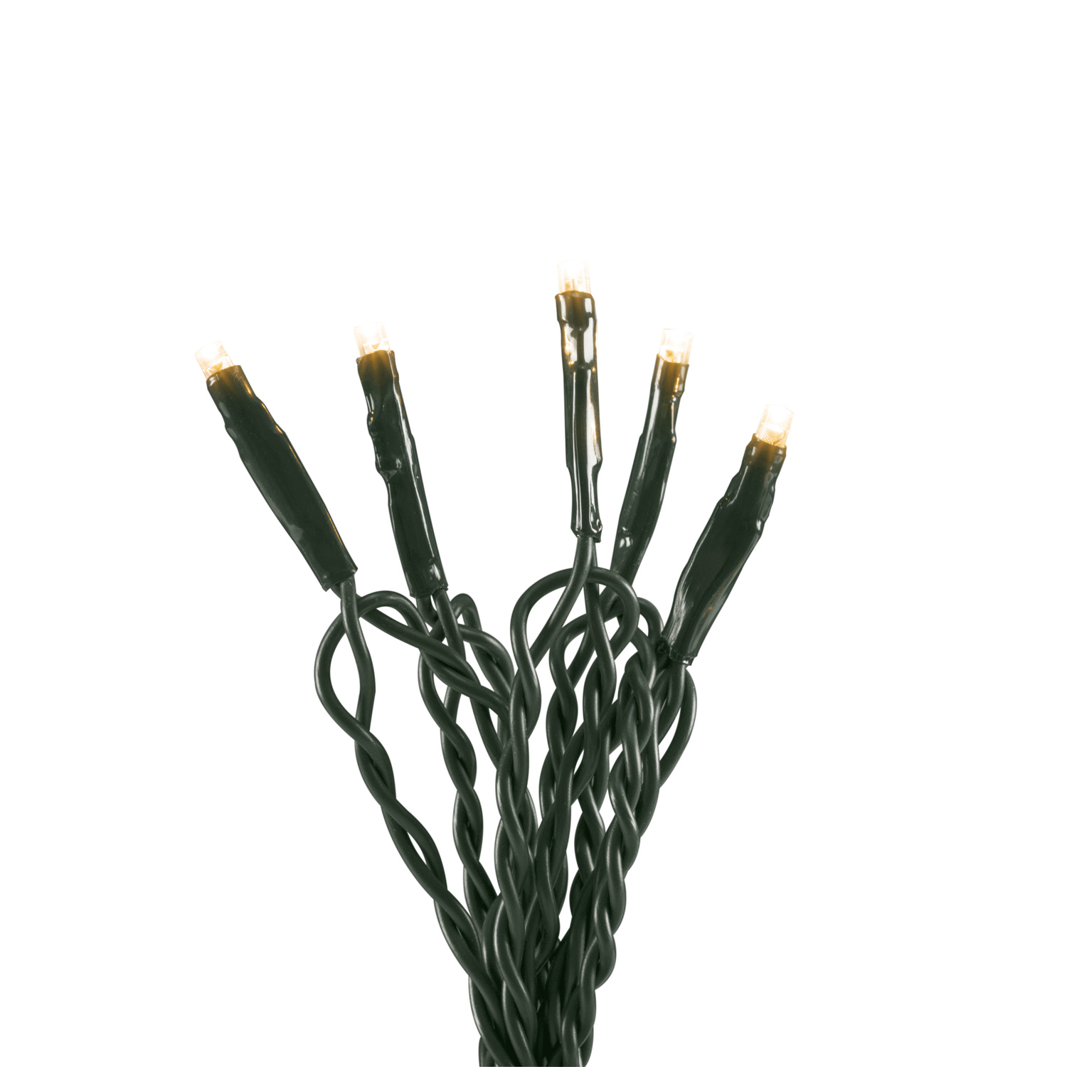 LED Lichterkette - 100 warmweiße LED - L: 6,95m - Timer - Batterie - für Außen - grünes Kabel