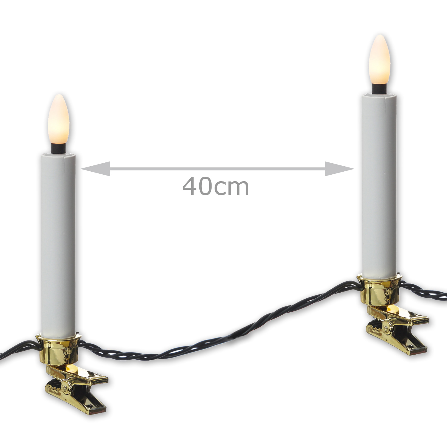 LED Kerzenlichterkette - 20 Christbaumkerzen - Weihnachtsbaumlichterkette - L: 9,5m - Innen/Außen