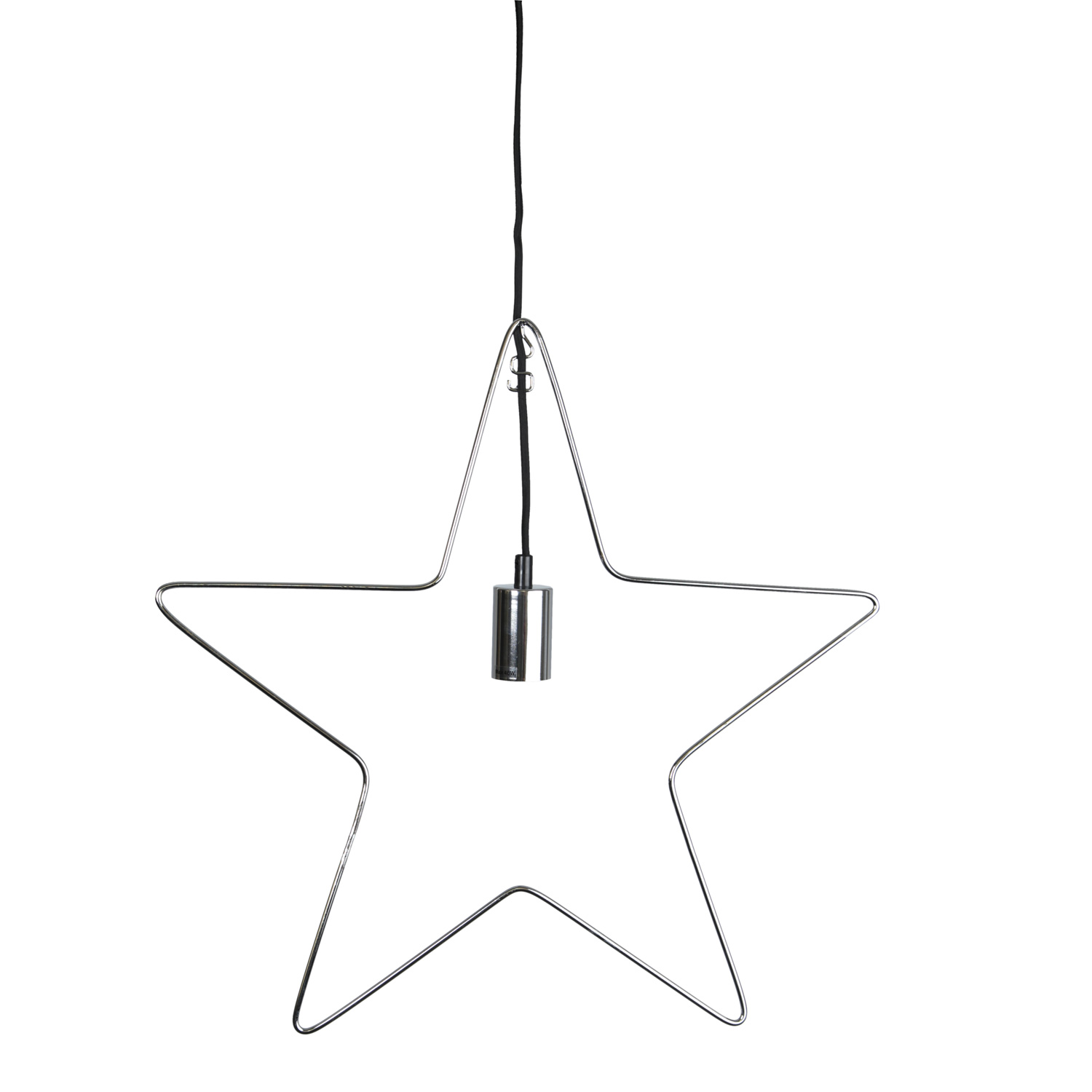 Lampenhalterung Stern - Hängestern - Dekoleuchte - 5-zackig - inkl. E27 Fassung - H: 50cm - silber