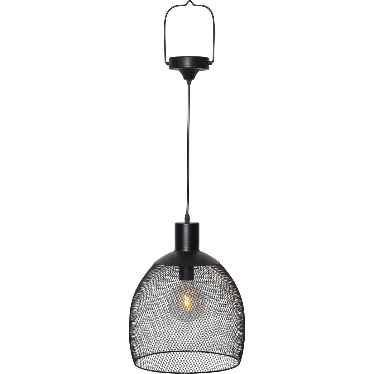 LED Solar Lampe SUNLIGHT - warmweiße LED - H: 35cm, D: 29cm - hängend - schwarz