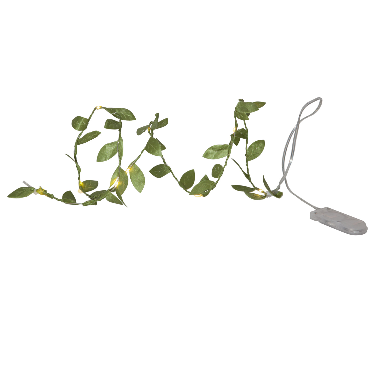 LED Lichterkette "Blätter" - 10 warmweiße LED - L: 95cm - Batteriebetrieb - grüne Blätter