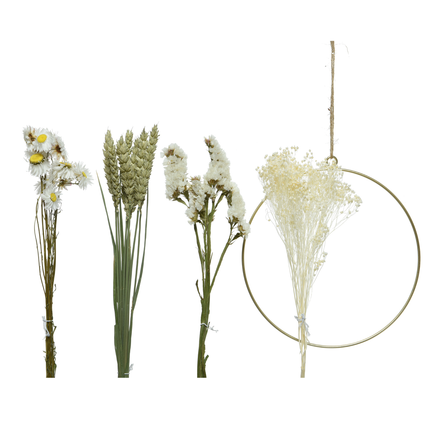Bastelset DIY - Dekoring mit Trockenblumen und Gräsern - Trockenblumenkranz - Aufhängeröse - D: 20cm