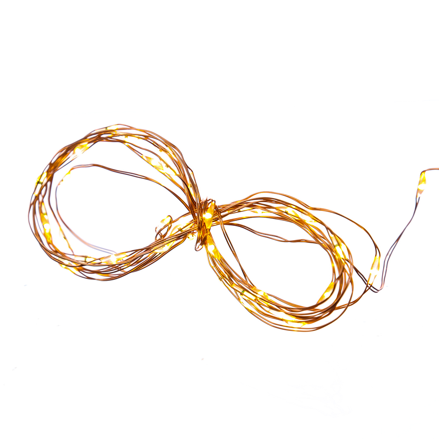 LED Drahtlichterkette -  40 warmweiße LED - L: 2m - Batteriebetrieb - kupferfarbener Draht