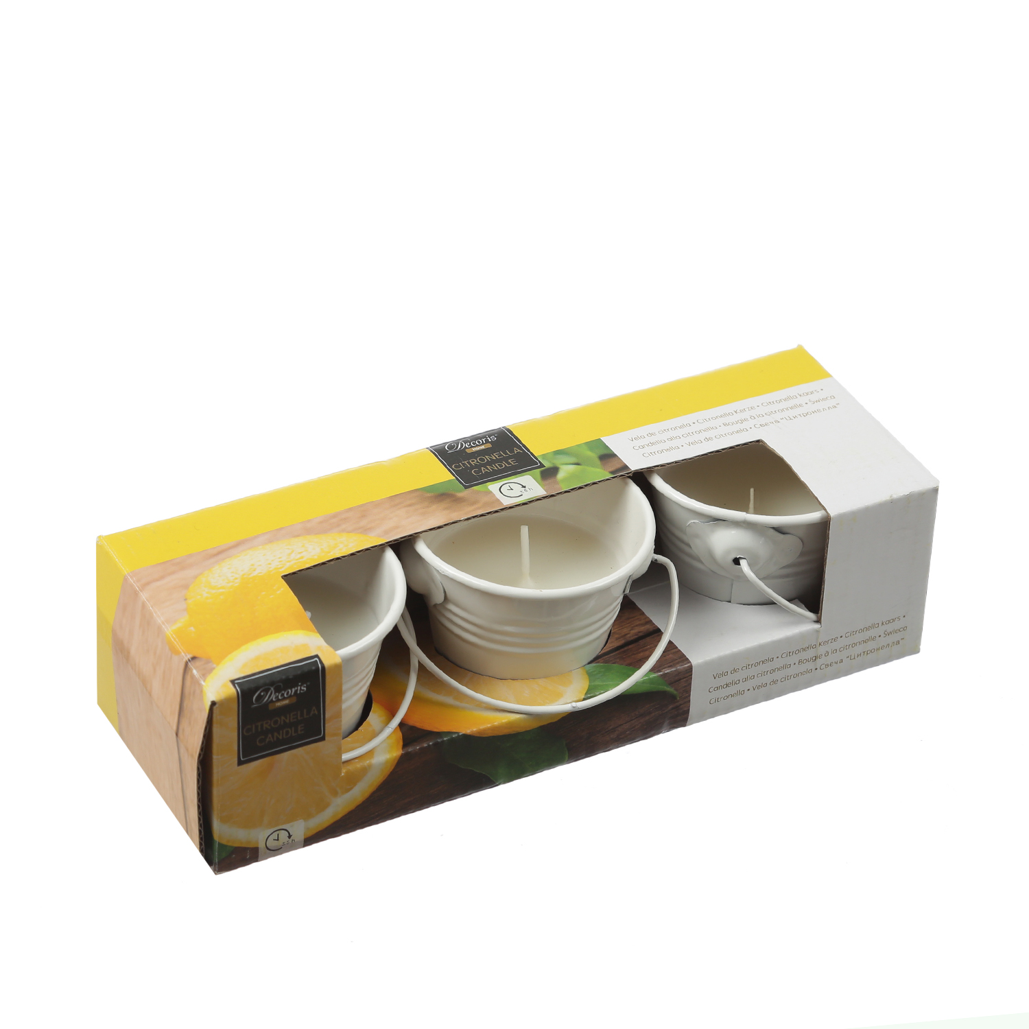 Duftkerzen CITRONELLA - Outdoor Kerzen im Metalleimer - H: 5,5cm - weiß - 3er Set