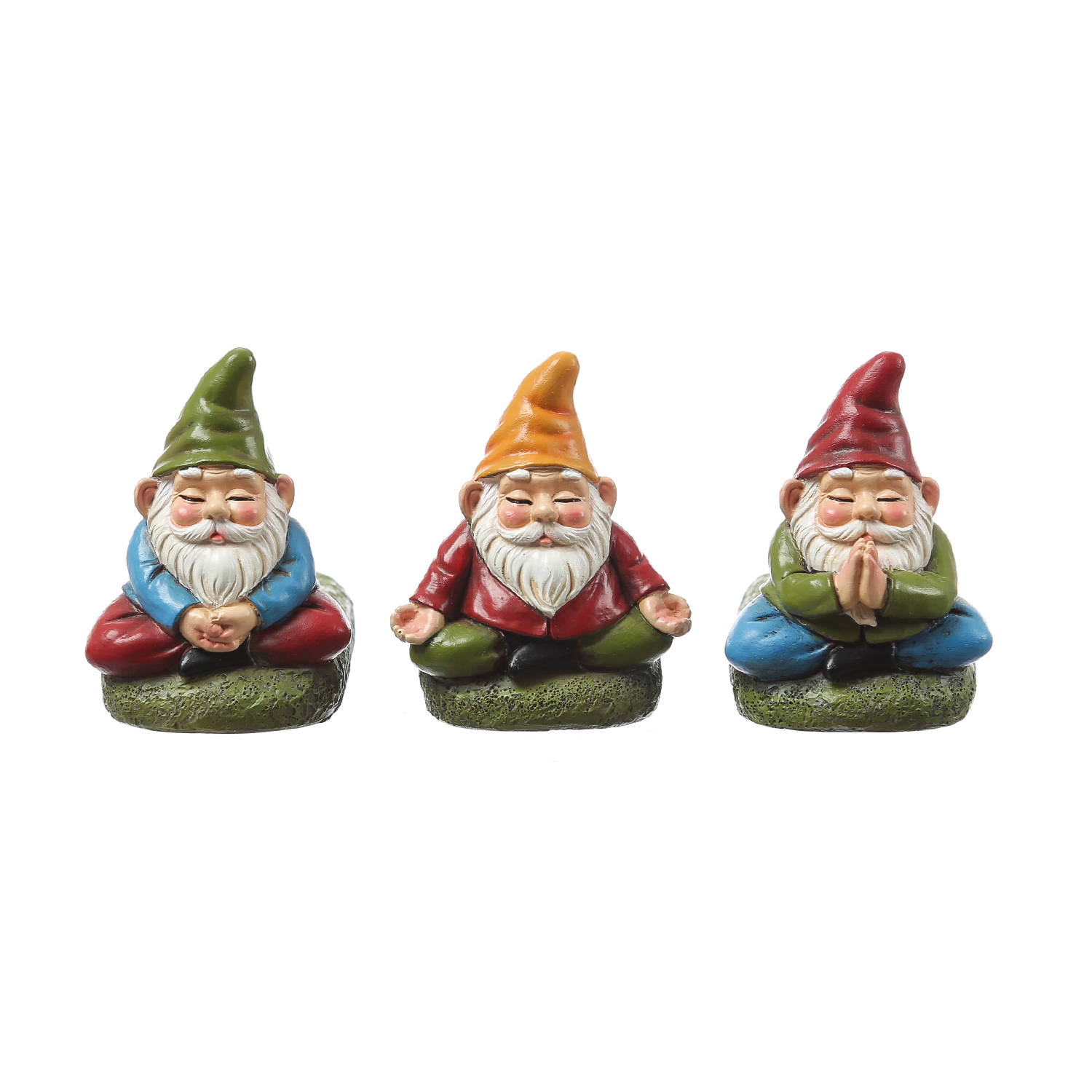 Blumentopffüße meditierende Gartenzwerge - Pflanzkübel Untersetzer - Kübelfüße - Polyresin - 3er Set