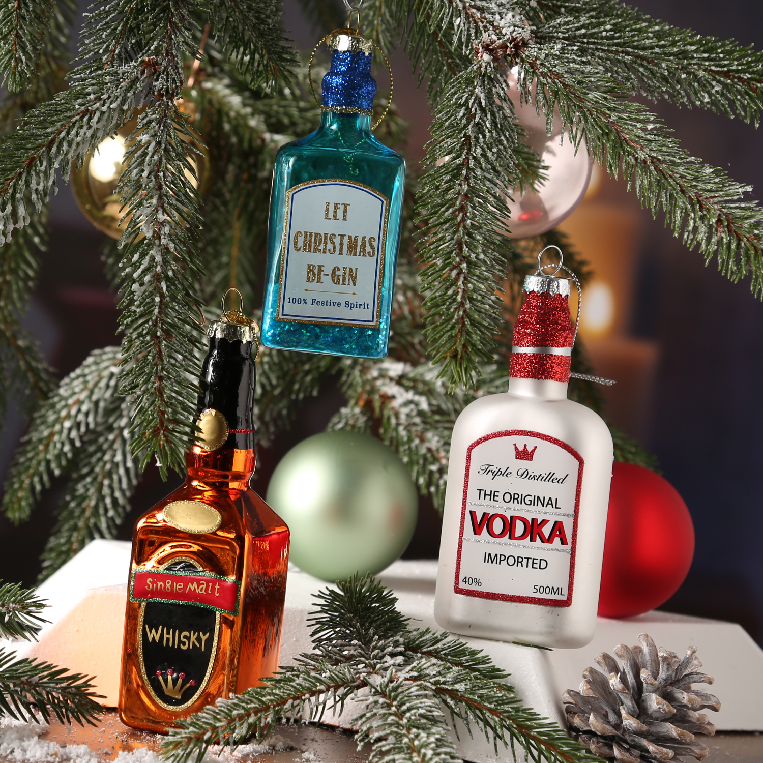 Christbaumschmuck WHISKY - Glas - inkl. Aufhänger - H: 14,5cm