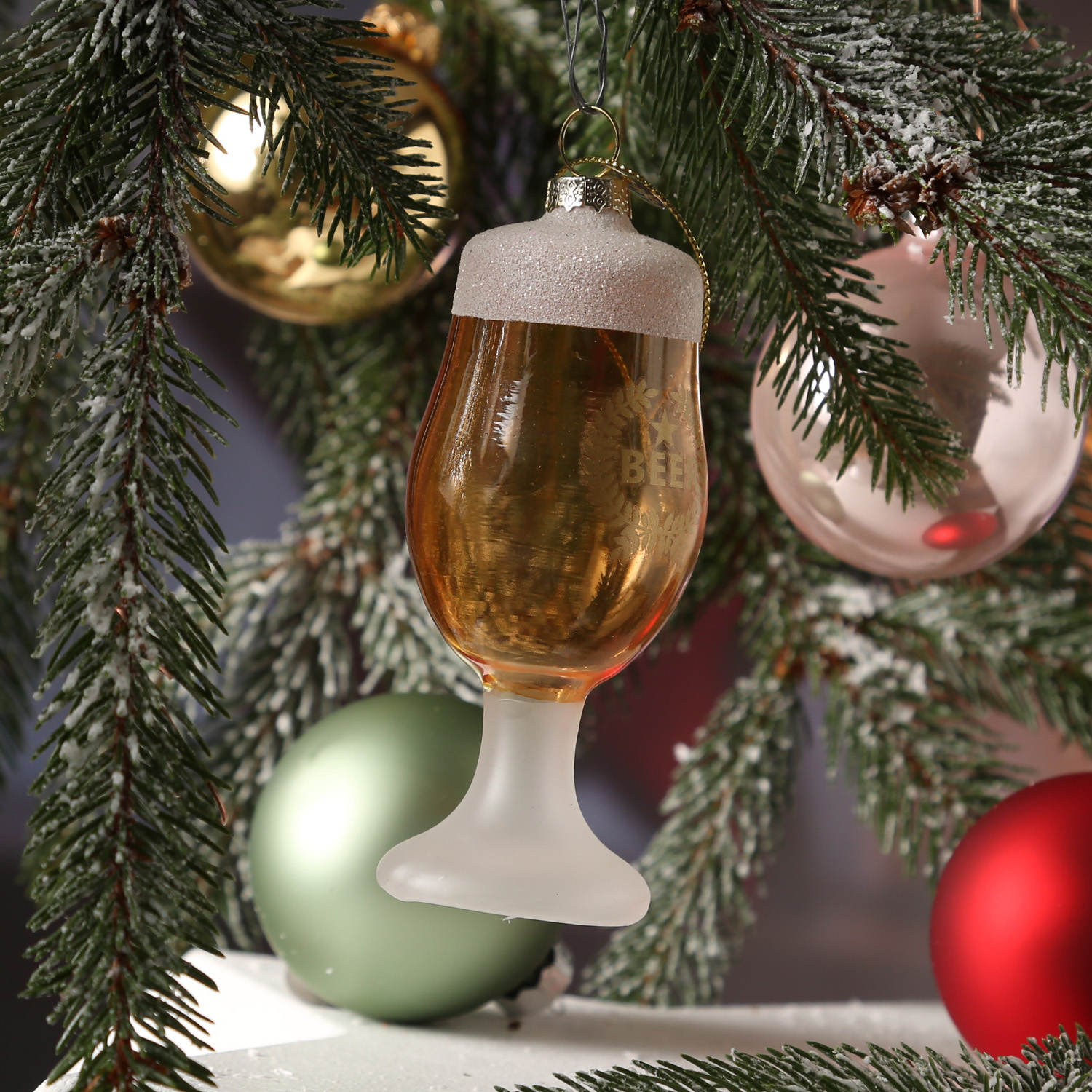 Christbaumschmuck BEER - Glas - Flasche und Trinkglas - inkl. Aufhänger - 2er Set