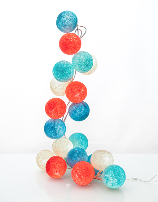 good moods* SUMMERTIME - Ball-Lichterkette mit 20 Stoffkugeln - 20 warmweiße LEDs - Geschenkkarton