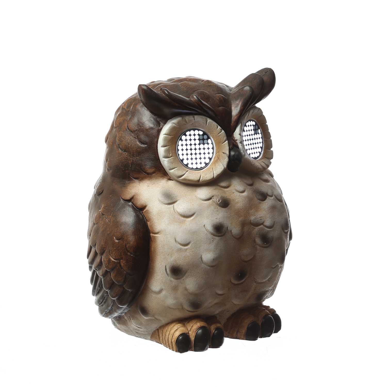 LED Solar Eule mit blizelnden und rollenden Augen - Gartenfigur - H: 23,5cm - Lichtsensor