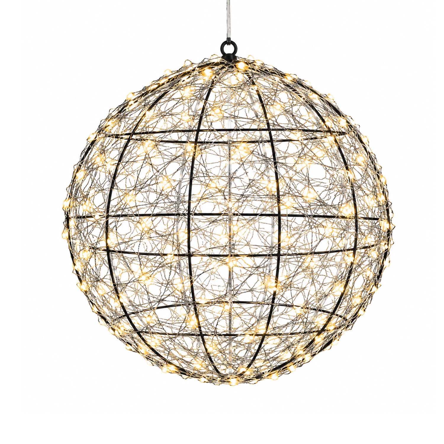 LED Drahtkugel - Leuchtkugel - 600 bernsteinfarbene LED - Timer - D: 40cm - für Innen/Außen
