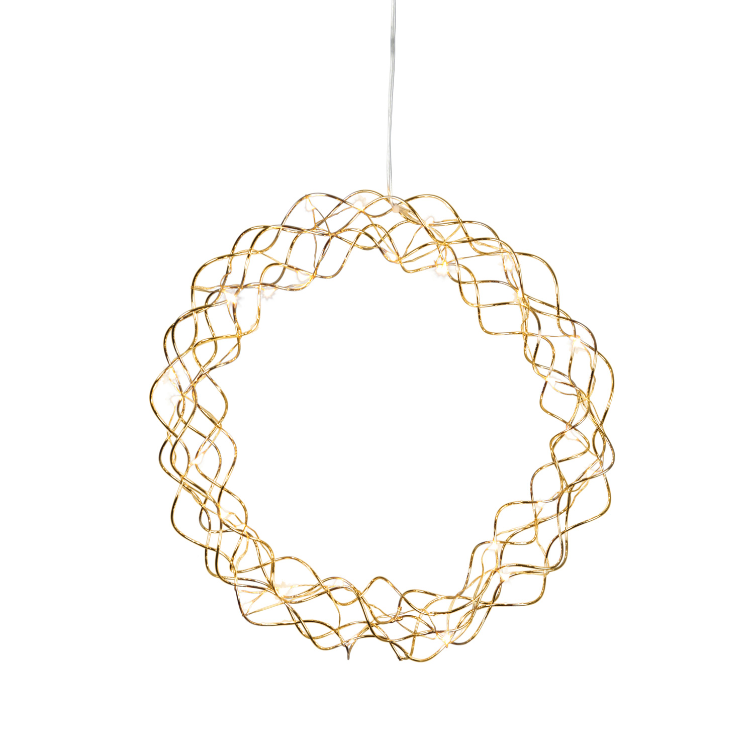 LED-Kranz "Curly" - 30 warmweiße LED - D: 30cm - Material: Metall - gold