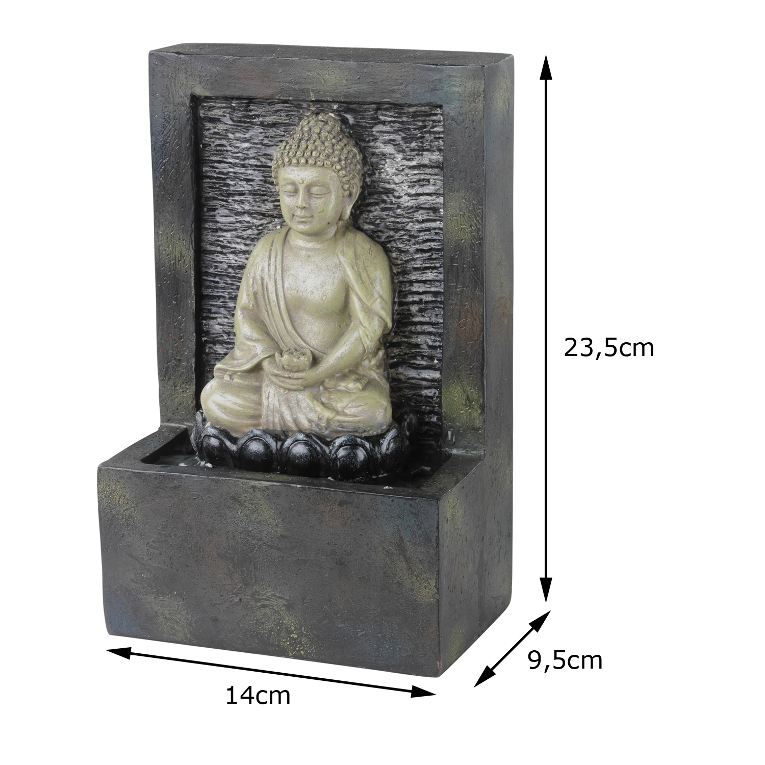 Brunnen Buddha polyresin Hochspannung Indoor dunkel