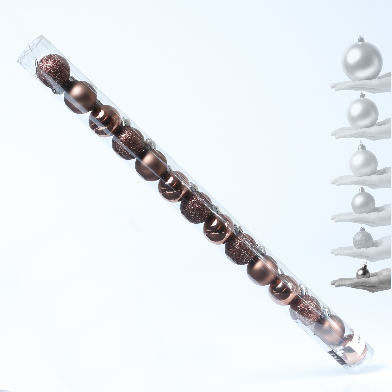 Christbaumkugel - Weihnachtskugel - bruchfest - D: 3cm - glänzend matt glitzernd - braun - 14er Set