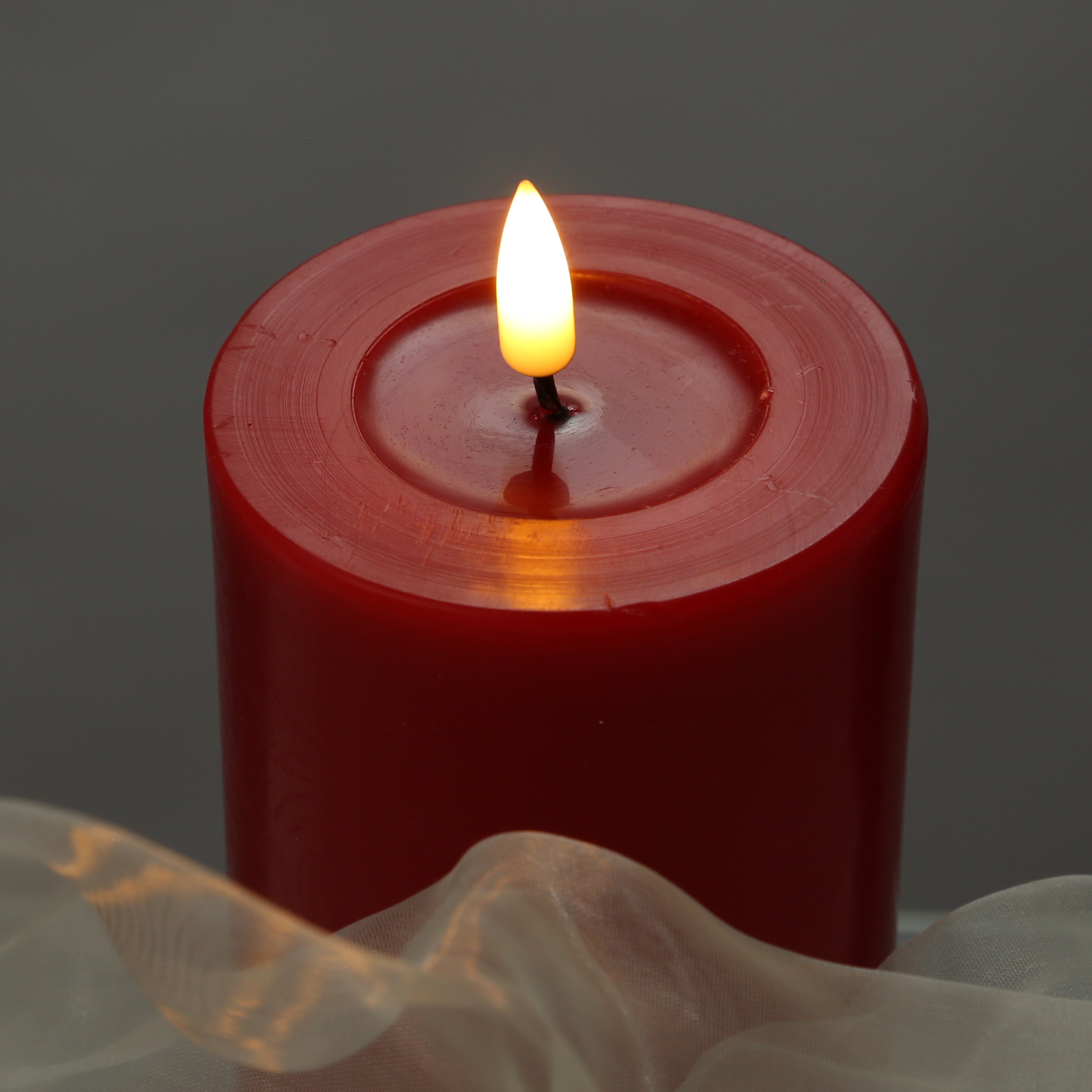 LED Kerzenset MIA - Echtwachs - H: 10cm/D: 7,5cm - mit Batt./Fernbedienung - rot - 4er Set