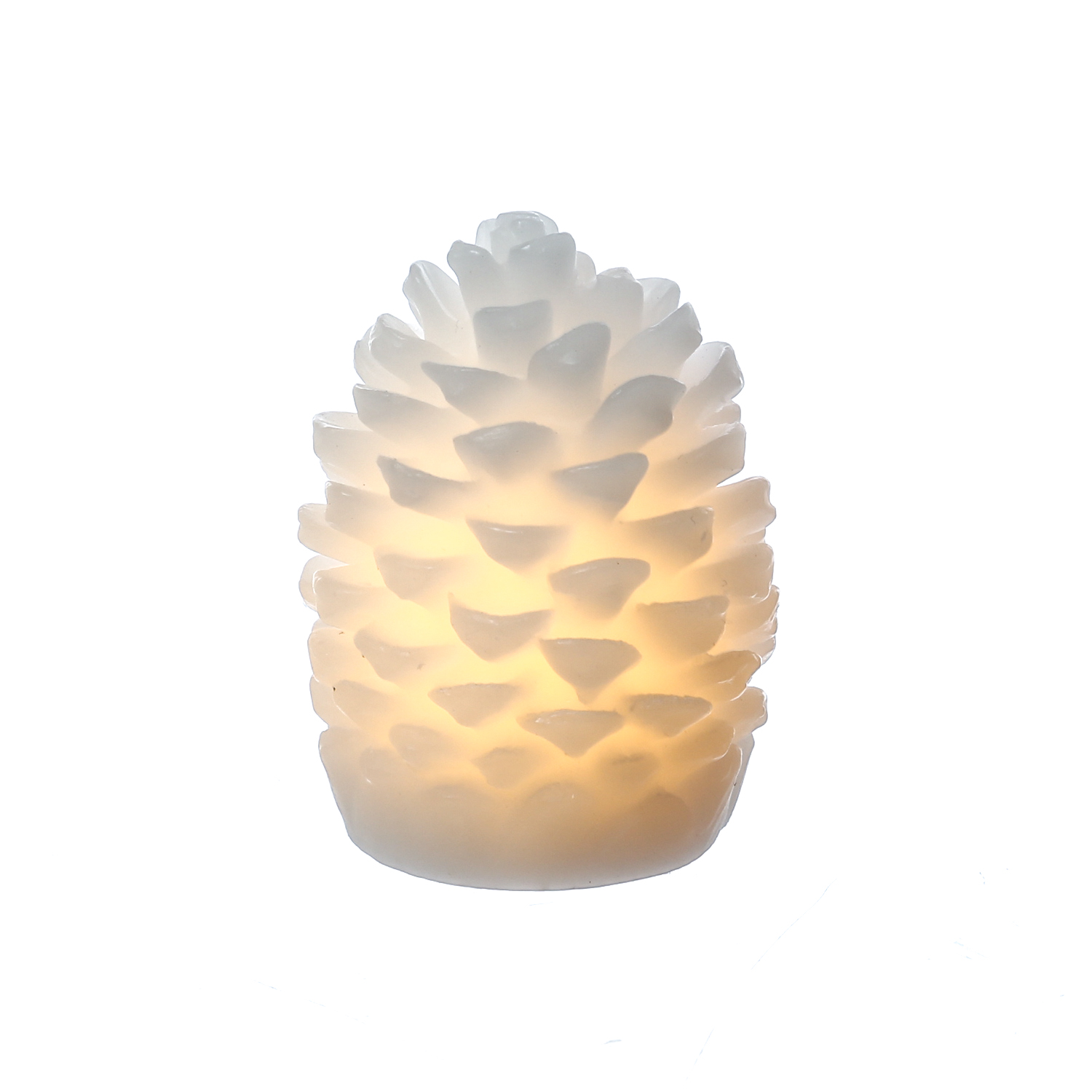 LED Kerzen Tannenzapfen - 4 Mini Zapfen aus Echtwachs - H: 7,5cm - inkl. Batterien - weiß - 4er Set