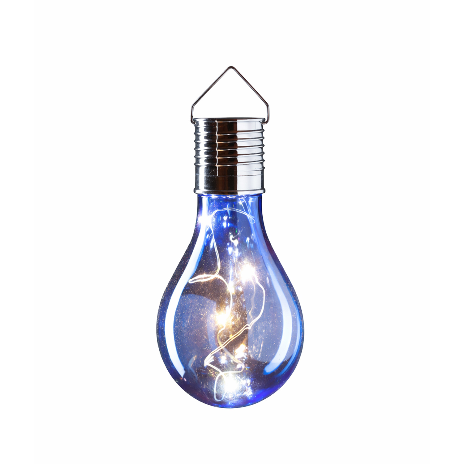 LED Solar Glühbirnen GLOW - warmweiße LED Drahtlichterkette - H: 14cm - Lichtsensor - buntes 4er Set