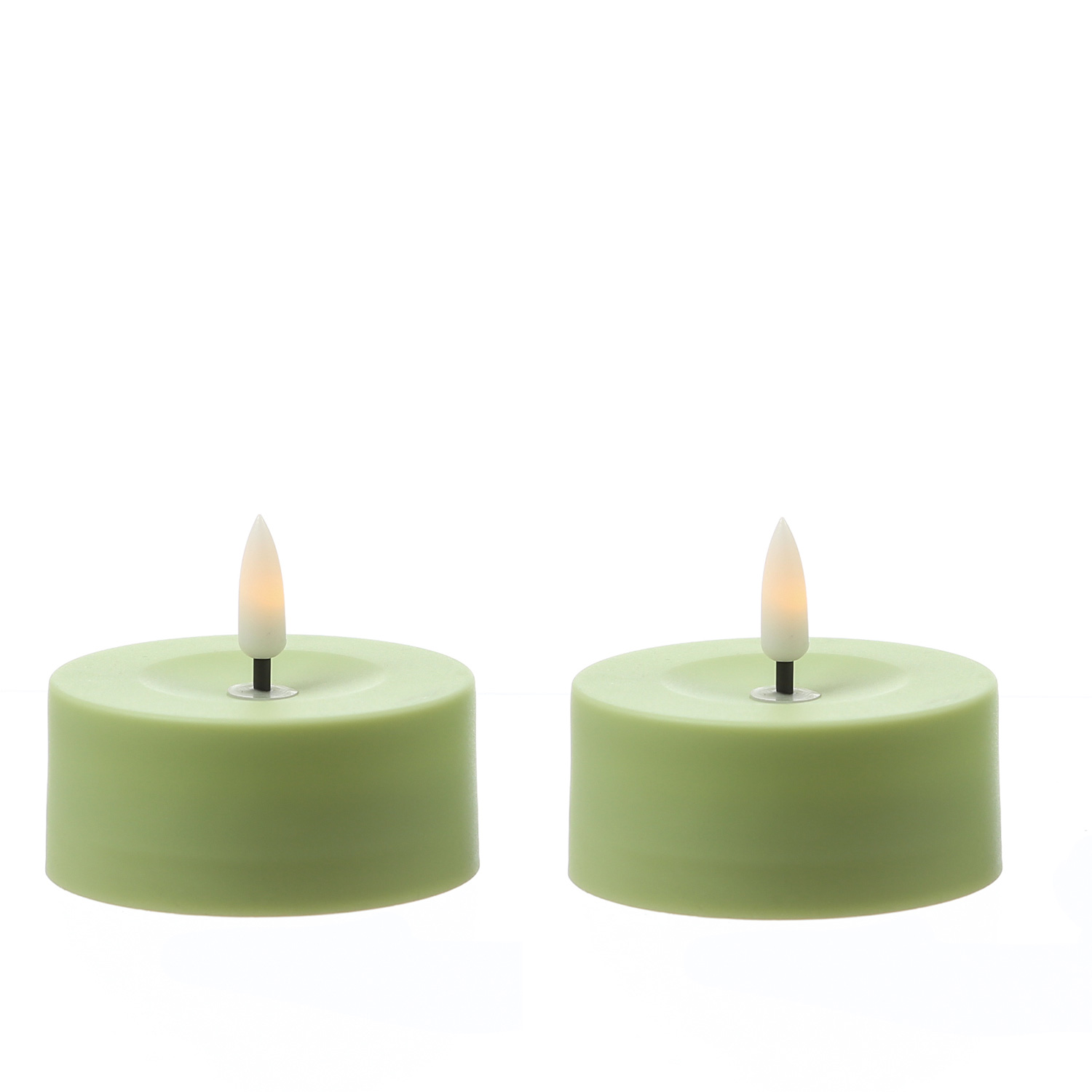 LED Solar Maxi Teelichter - XL Outdoor Teelichter - D: 7cm - Lichtsensor - grün - 2er Set
