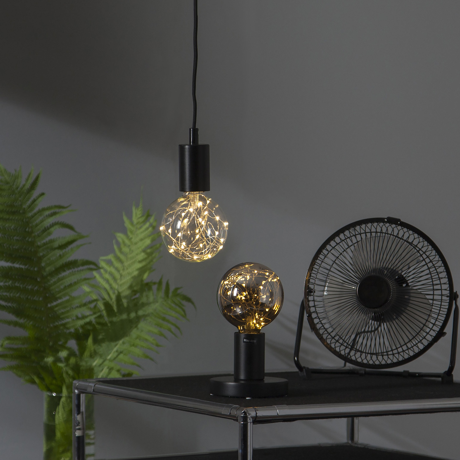 Lampenhalterung GLANS - Tischleuchte - E27 - rund - stehend - Kabel mit Schalter - schwarz