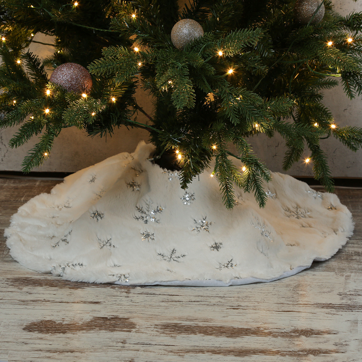 Weihnachtsbaumrock mit Schneeflocken - Abdeckung für Baumständer - D: 70cm - 2-teilig
