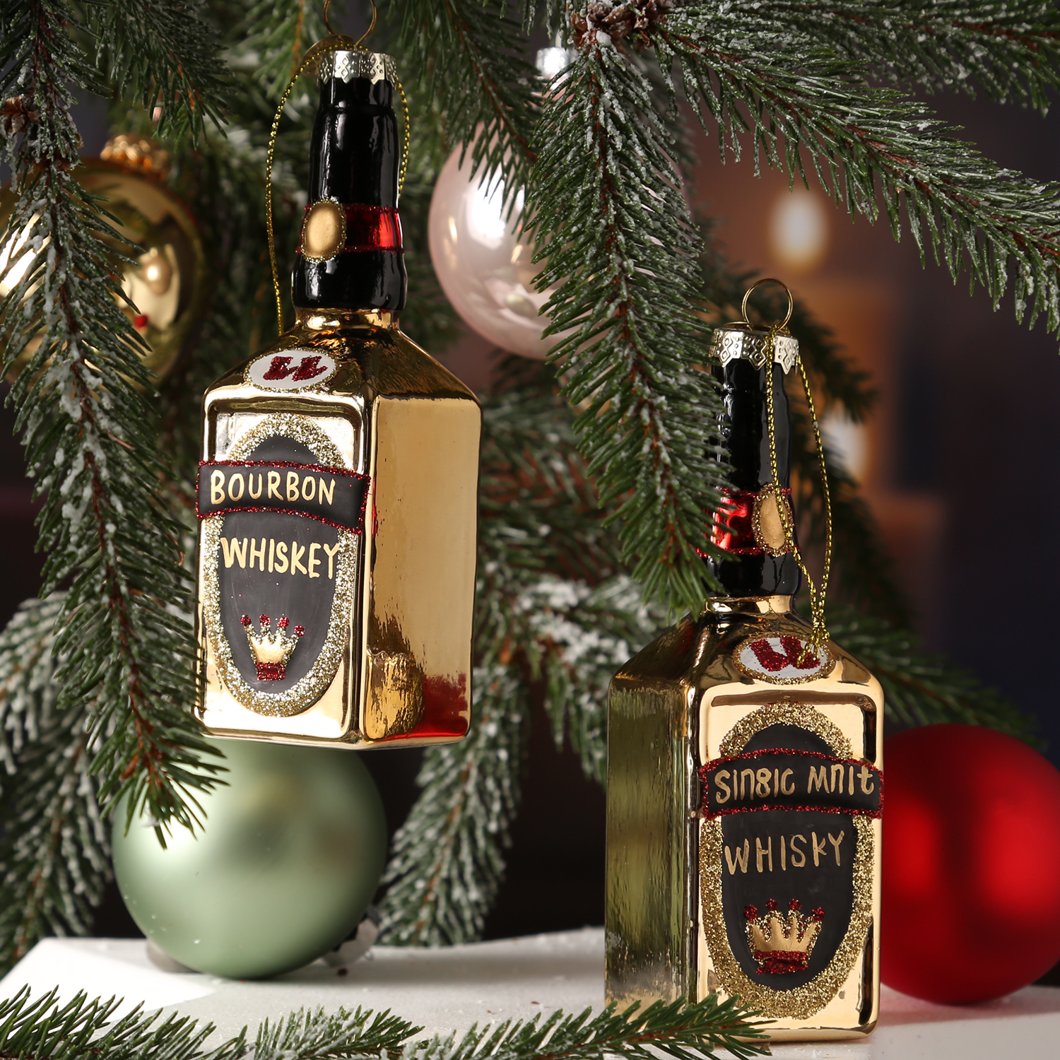 Christbaumschmuck BOURBON WHISKEY - Glas - inkl. Aufhänger - H: 14,2cm