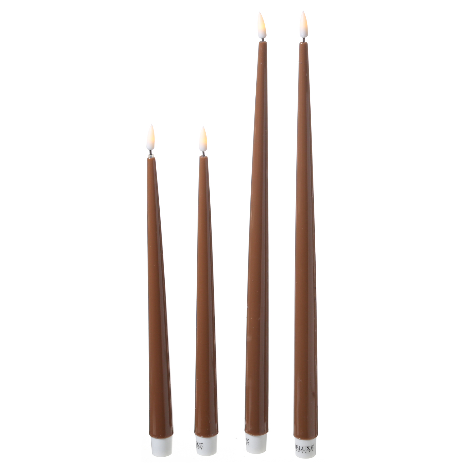 LED Stabkerzen ELLA - Echtwachs - realistische 3D Flamme - H: 28cm - karamell - 2 Stück