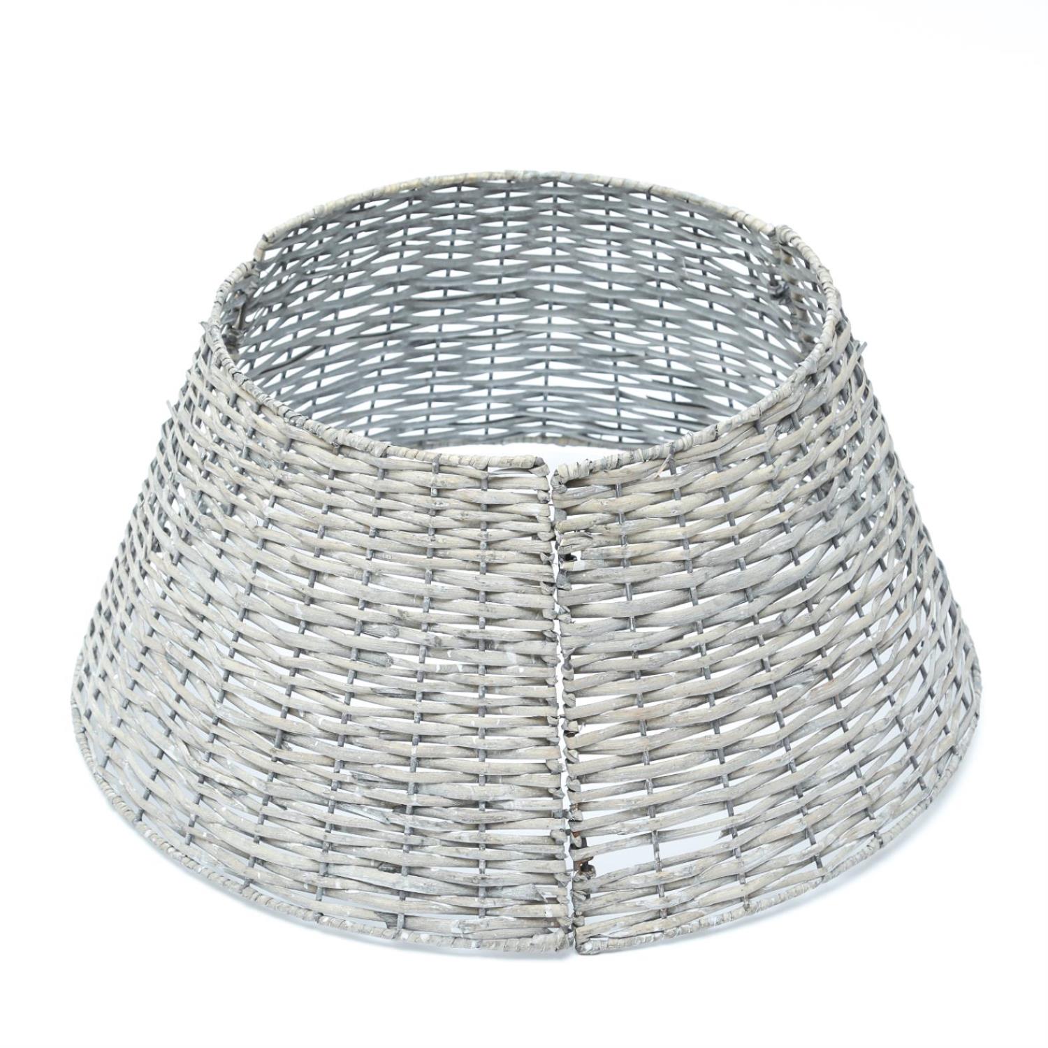 B-Ware Weihnachtsbaumrock aus Weide - Abdeckung für Baumständer - D: 57cm  - 3teilig - grau