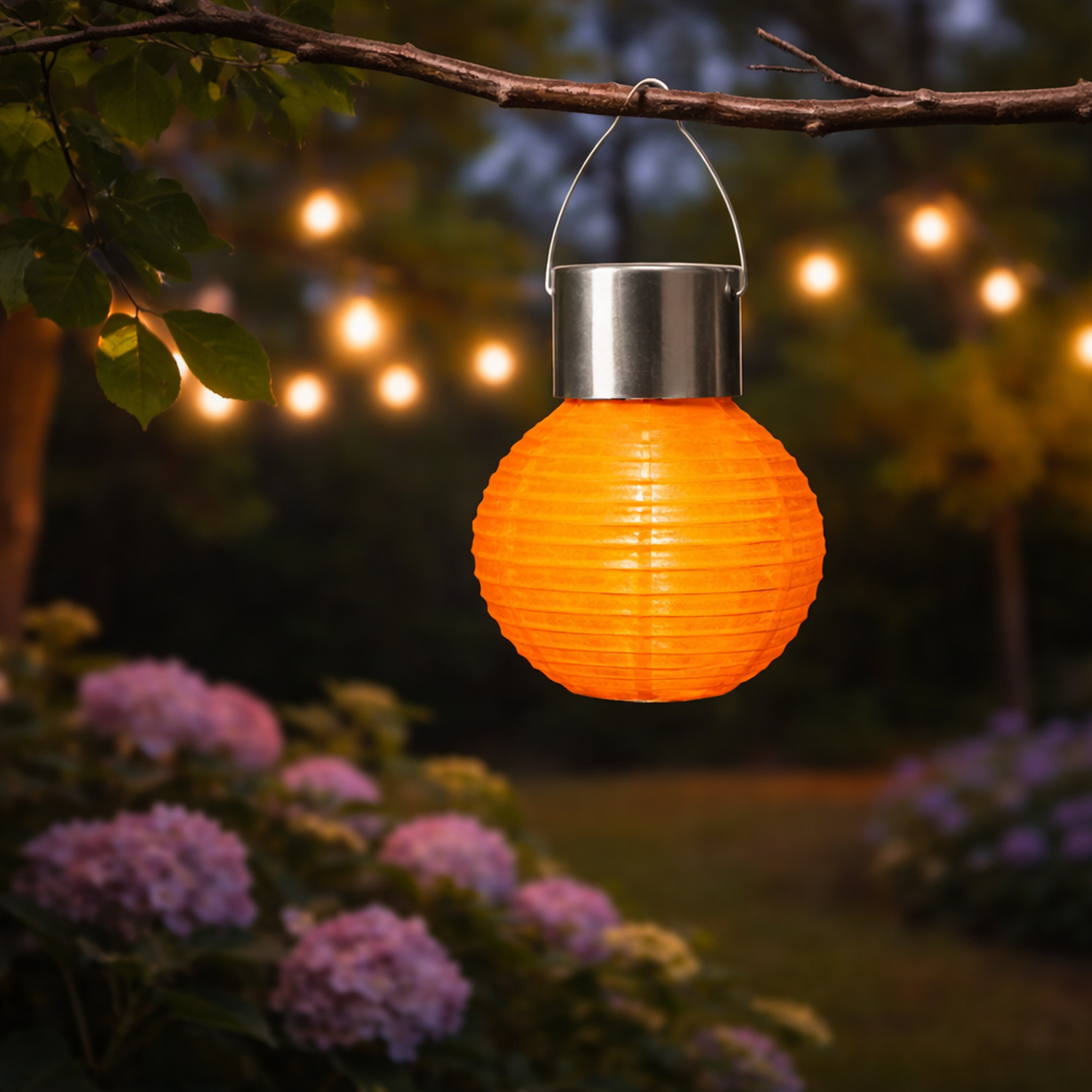 LED Solar Mini Lampion - kaltweiße LED - H: 9,5cm - D: 7cm - Lichtsensor - orange
