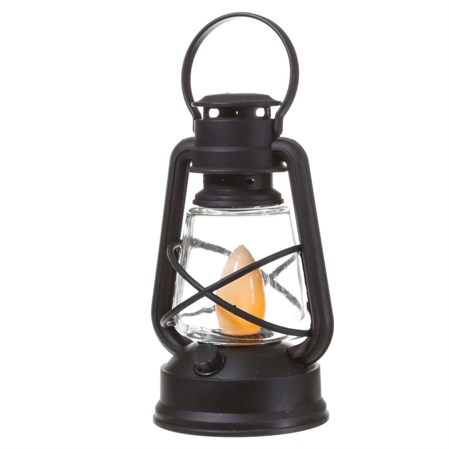 B-Ware LED Laterne - Flammeneffekt - flackernde LED - H: 22cm - Timer - Batterie - H: 22cm - schwarz